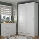 Ver imagem 1 de Quarto Infantil Completo Guarda-Roupa 2 Portas 2 Gavetas com Cômoda Maya Espresso Móveis Branco