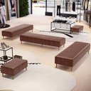 Ver imagem 2 de Kit 02 Puffs Decorativo Sala de Estar Bali W01 Pés Palito 190x60cm Couríssimo Marrom - Lyam Decor