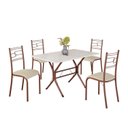 Ver imagem 2 de Conjunto Sala de Jantar Mesa Retangular 100x60cm Tampo Madeira MDP 4 Cadeiras Paraty Marrom/Creme