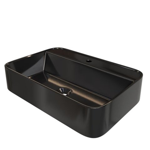 Cuba de Sobrepor Topázio 33x49cm Preta Fosca Design Moderno Banheiro