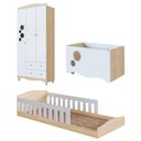 Ver imagem 2 de Cama Infantil com Guarda Roupa 3 Portas e Caixa Organizadora Cor:carvalho Araguaia com Branco
