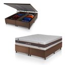 Ver mais imagens de Conjunto Box Baú Marrom Mali Bege Molas Ensacadas Queen 158x198x77 - King House