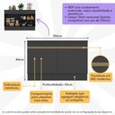 Ver imagem 2 de Balcão Cozinha Gabinete Pia 120cm 2 Portas com Rodapé Veneza Multimóveis Mp2239 Preto/dourado