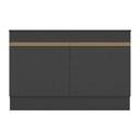 Ver imagem 5 de Balcão Cozinha Gabinete Pia 120cm 2 Portas com Rodapé Veneza Multimóveis Mp2239 Preto/dourado