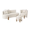Ver imagem 3 de Kit Decorativo Sofá Curvo Orgânico + 01 Puff e Poltrona Luna Boucle Branco - Montanaris Decor