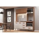 Ver imagem 1 de Cozinha Compacta 3 Gavetas 4 Portas Celine Marrom/Freijó/Off White