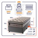 Ver imagem 2 de Conjunto Box Baú Solteirão Liverpool Cinza 96x203x80 c/ Molas Ensacadas