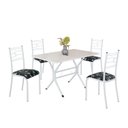 Ver imagem 2 de Conjunto Sala de Jantar Mesa Retangular 100x60cm Tampo Madeira MDP 4 Cadeiras Paraty Branco/Preto Floral