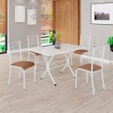 Ver imagem 1 de Conjunto Sala de Jantar Mesa Retangular 100x60cm Tampo Madeira MDP 4 Cadeiras Paraty Branco/C. Marrom