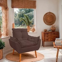 Cadeira Poltrona para Sala Opala Confortável e Reforçada Veludo Marrom - 6