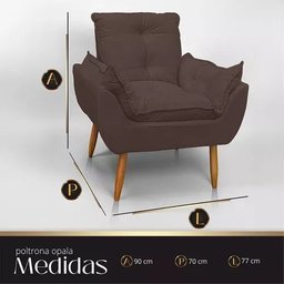 Cadeira Poltrona para Sala Opala Confortável e Reforçada Veludo Marrom - 2