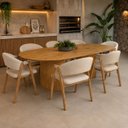 Ver imagem 1 de Conjunto Jantar Mesa 180cm Oval + 6 Cadeiras Rustica Organica Cozinha Sala Grande:Linho Areia