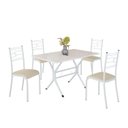 Ver imagem 2 de Conjunto Sala de Jantar Mesa Retangular 100x60cm Tampo Madeira MDP 4 Cadeiras Paraty Branco/Creme