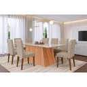 Ver imagem 1 de Conjunto: Mesa Sala Jantar Helena Tampo Madeirado C/ Vidro 210x100cm e 8 Cadeiras Maia Cinamomo/off