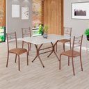 Ver imagem 1 de Conjunto Sala de Jantar Mesa Retangular 120x75cm Tampo Madeira MDP Off White 4 Cadeiras Paraty Marrom/C.