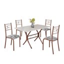 Ver imagem 2 de Conjunto Sala de Jantar Mesa Retangular 120x75cm Tampo Madeira MDP Off White 4 Cadeiras Paraty Marrom/Paraopeba