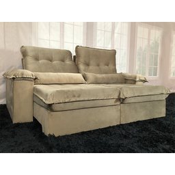 Sofá Retrátil Reclinável 2,30 m Bege 501 Campo Grande - 2 Sofá Retrátil Reclinável 2,30 m Bege 501 Campo Grande - 2