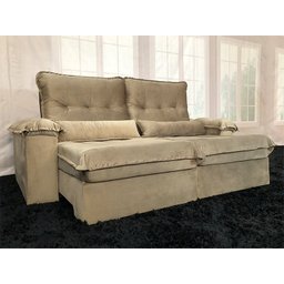 Sofá Retrátil Reclinável 2,30 m Bege 501 Campo Grande - 1 Sofá Retrátil Reclinável 2,30 m Bege 501 Campo Grande - 1