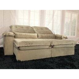 Sofá Retrátil Reclinável 2,30 m Bege 501 Campo Grande - 3 Sofá Retrátil Reclinável 2,30 m Bege 501 Campo Grande - 3