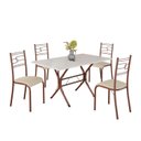 Ver imagem 2 de Conjunto Sala de Jantar Mesa Retangular 120x75cm Tampo Madeira MDP Off White 4 Cadeiras Paraty Marrom/Creme