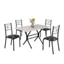 Ver imagem 2 de Conjunto Sala de Jantar Mesa Retangular 120x75cm Tampo Madeira MDP Off White 4 Cadeiras Paraty Preto/Floral/Fosco