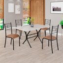 Ver imagem 1 de Conjunto Sala de Jantar Mesa Retangular 120x75cm Tampo Madeira MDP Off White 4 Cadeiras Paraty Preto/C. Marrom/Fosco
