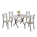 Ver imagem 2 de Conjunto Sala de Jantar Mesa Retangular 120x75cm Tampo Madeira MDP Off White 4 Cadeiras Paraty Preto/Creme/Fosco