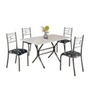 Ver imagem 2 de Conjunto Sala de Jantar Mesa Retangular 120x75cm Tampo Madeira MDP Off White 4 Cadeiras Paraty Prata/Preto Floral/Mart