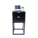 Ver imagem 5 de Mesa de Cabeceira Industrial 30cm Preto 2 Gavetas Pés Ferro Preto para Quarto Cama