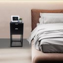 Ver imagem 6 de Mesa de Cabeceira Industrial 30cm Preto 2 Gavetas Pés Ferro Preto para Quarto Cama