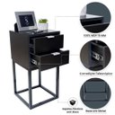 Ver imagem 3 de Mesa de Cabeceira Industrial 30cm Preto 2 Gavetas Pés Ferro Preto para Quarto Cama