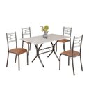 Ver imagem 2 de Conjunto Sala de Jantar Mesa Retangular 120x75cm Tampo Madeira MDP Off White 4 Cadeiras Paraty Prata/C. Marrom/Mart