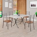 Ver imagem 1 de Conjunto Sala de Jantar Mesa Retangular 120x75cm Tampo Madeira MDP Off White 4 Cadeiras Paraty Prata/C. Marrom/Mart
