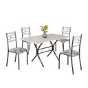 Ver imagem 2 de Conjunto Sala de Jantar Mesa Retangular 120x75cm Tampo Madeira MDP Off White 4 Cadeiras Paraty Prata/Paraopeba/Mart
