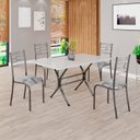 Ver imagem 1 de Conjunto Sala de Jantar Mesa Retangular 120x75cm Tampo Madeira MDP Off White 4 Cadeiras Paraty Prata/Paraopeba/Mart