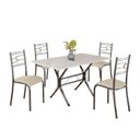 Ver imagem 2 de Conjunto Sala de Jantar Mesa Retangular 120x75cm Tampo Madeira MDP Off White 4 Cadeiras Paraty Prata/Creme/Mart
