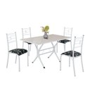 Ver imagem 2 de Conjunto Sala de Jantar Mesa Retangular 120x75cm Tampo Madeira MDP Off White 4 Cadeiras Paraty Branco/Preto Floral