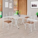Ver imagem 1 de Conjunto Sala de Jantar Mesa Retangular 120x75cm Tampo Madeira MDP Off White 4 Cadeiras Paraty Marrom/C./Branco