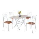 Ver imagem 2 de Conjunto Sala de Jantar Mesa Retangular 120x75cm Tampo Madeira MDP Off White 4 Cadeiras Paraty Marrom/C./Branco