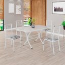 Ver imagem 1 de Conjunto Sala de Jantar Mesa Retangular 120x75cm Tampo Madeira MDP Off White 4 Cadeiras Paraty Branco/Paraopeba