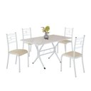 Ver imagem 2 de Conjunto Sala de Jantar Mesa Retangular 120x75cm Tampo Madeira MDP Off White 4 Cadeiras Paraty Branco/Creme