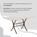 Ver mais imagens de Conjunto Sala de Jantar Mesa Retangular 140x75cm Tampo Madeira MDP Off White 6 Cadeiras Paraty Marrom/C.