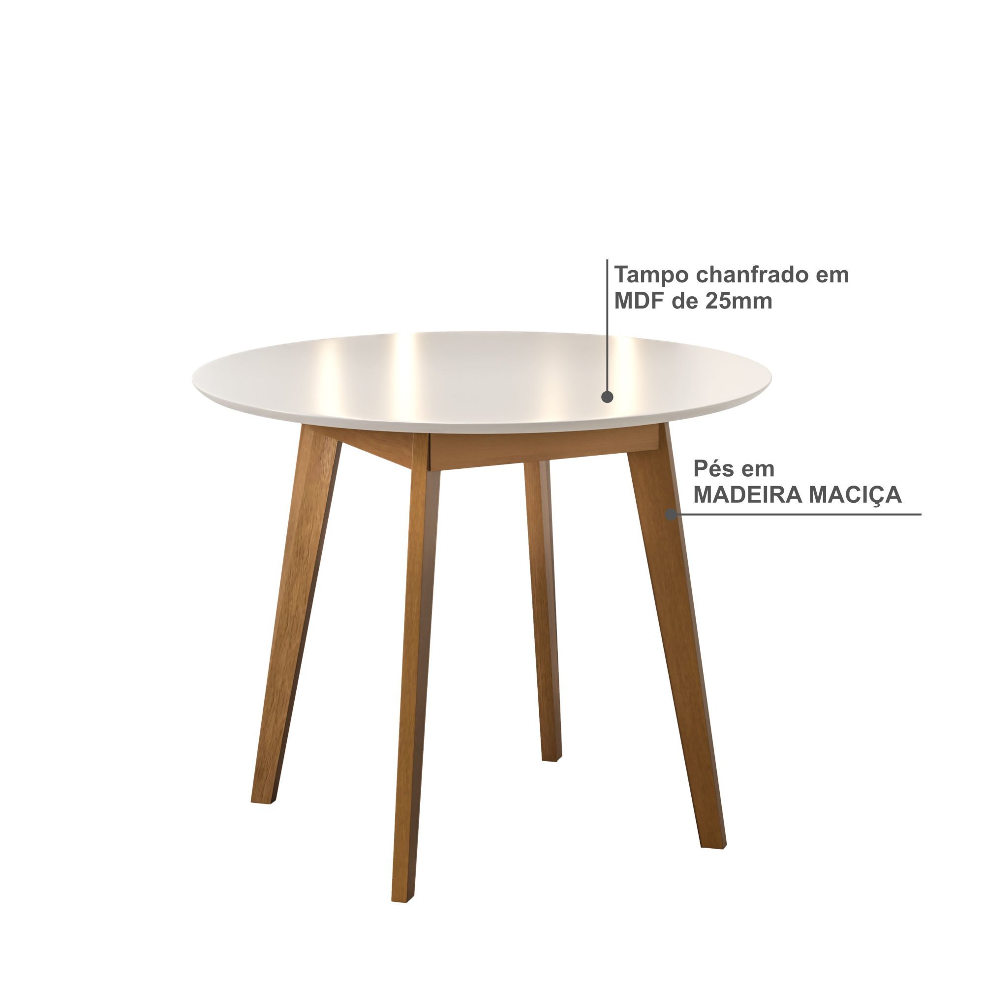 Mesa de Jantar Olive 4 Lugares Redonda 1,03 Babus - Imbuia / Off White - 4