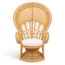 Ver imagem 1 de Poltrona em Rattan com Encosto Alto e Estofado Branco 146x99x66cm