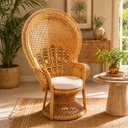 Ver imagem 2 de Poltrona em Rattan com Encosto Alto e Estofado Branco 146x99x66cm