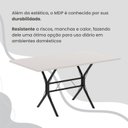 Ver mais imagens de Conjunto Sala de Jantar Mesa Retangular 140x75cm Tampo Madeira MDP Off White 6 Cadeiras Paraty Preto/Paraopeba/Fosco