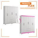 Ver imagem 7 de Guarda Roupa Armário Roupeiro Casal com Cabideiro 6 Portas 2 Gavetas Quarto Branco e Rosa Flex