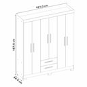 Ver imagem 5 de Guarda Roupa Armário Roupeiro Casal com Cabideiro 6 Portas 2 Gavetas Quarto Branco e Rosa Flex