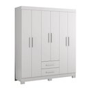 Ver imagem 1 de Guarda Roupa Armário Roupeiro Casal com Cabideiro 6 Portas 2 Gavetas Quarto Branco e Rosa Flex