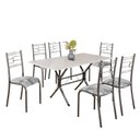 Ver imagem 2 de Conjunto Sala de Jantar Mesa Retangular 140x75cm Tampo Madeira MDP Off White 6 Cadeiras Paraty Prata/Paraopeba/Mart